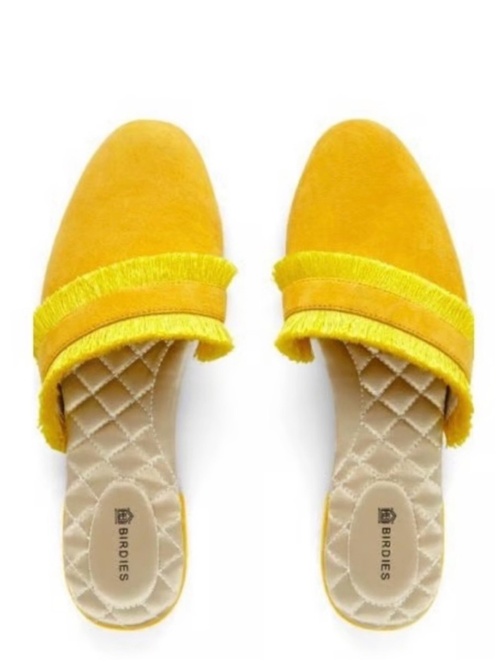 Birdies Ani Marigold Yellow Fringe Slide Mule Flats